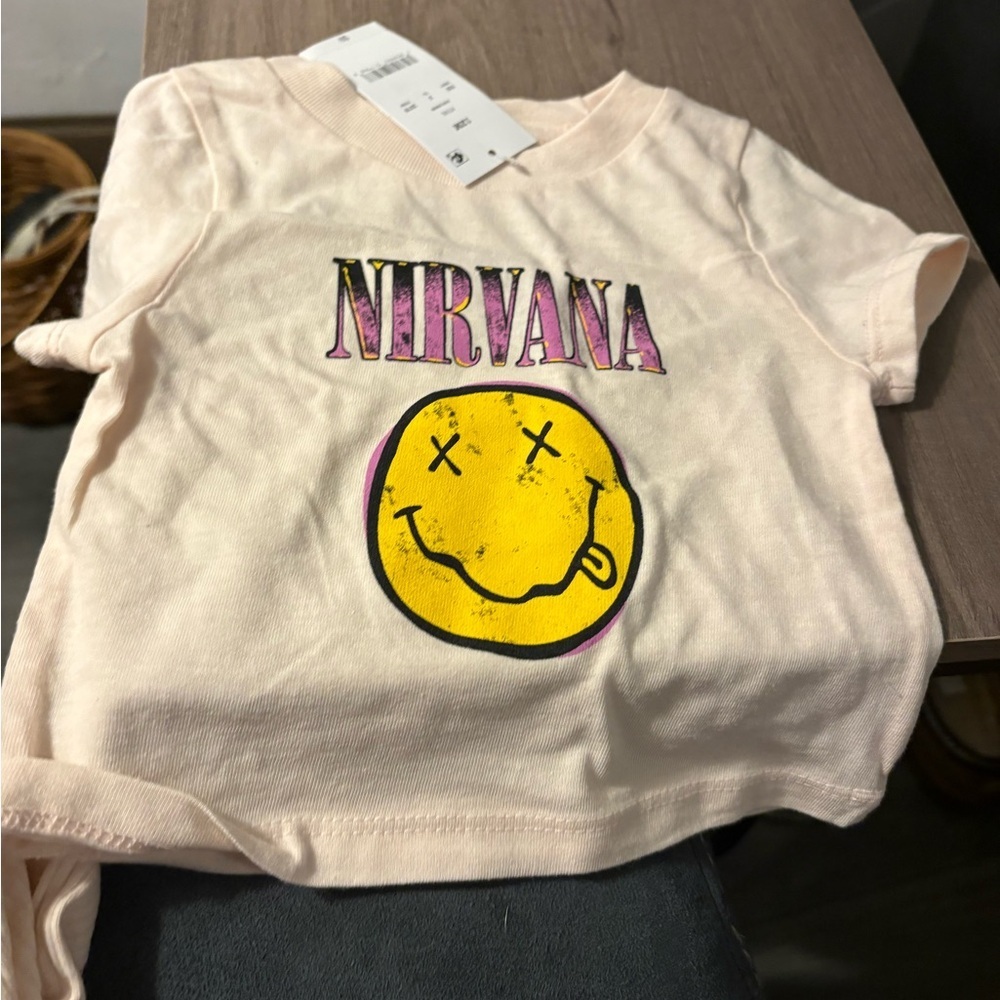 Cream Tee with Graphic Nirvana